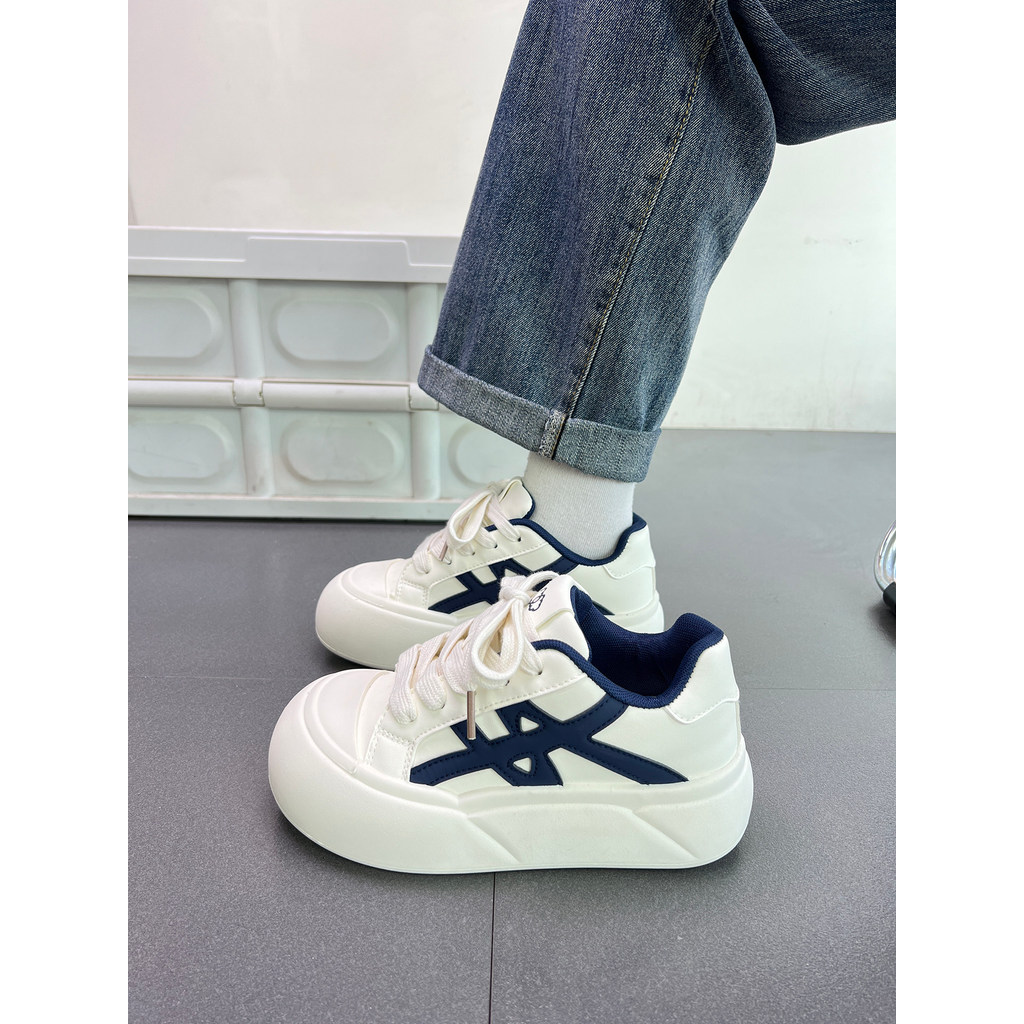 Merad sapatos brancos de sola grossa aumentando 2026 novo estilo feio bonito dedo do pé grande pão sapatos All-Match tên