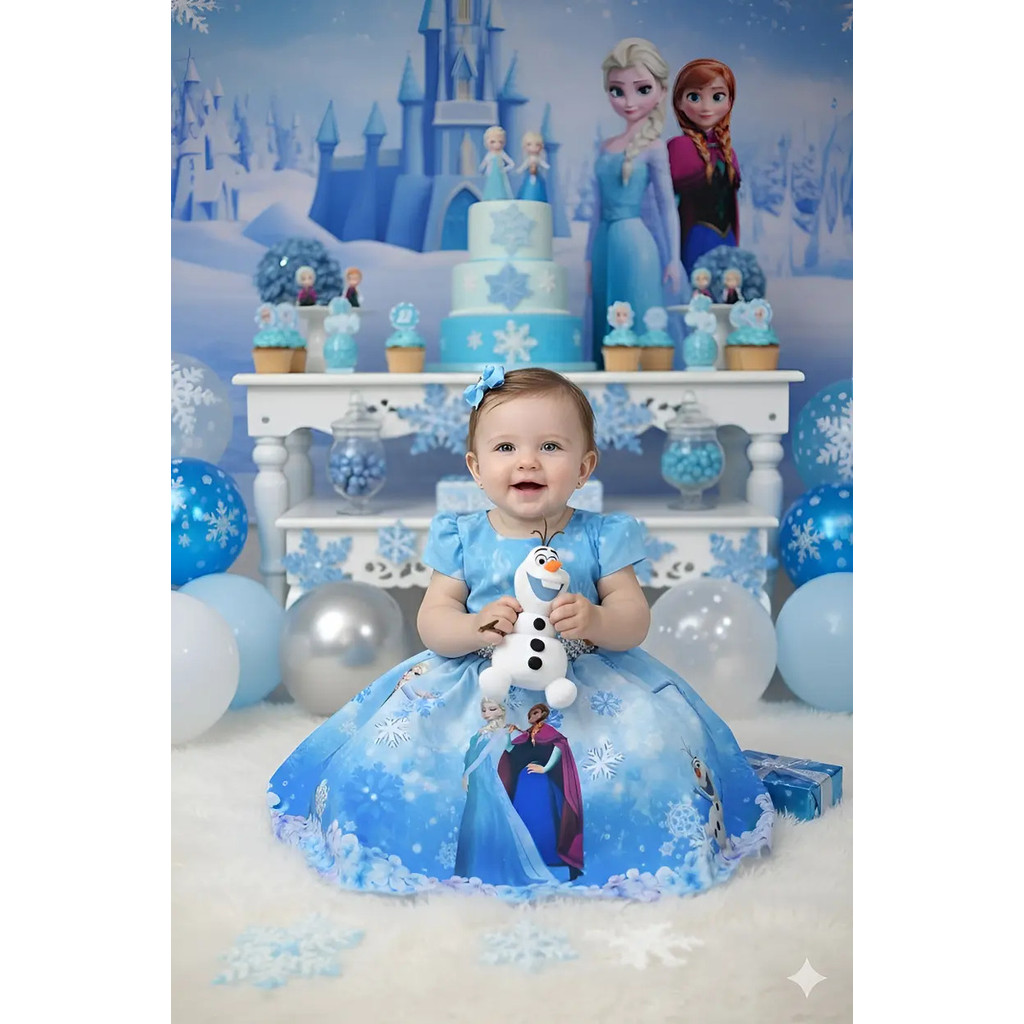 Vestido Frozen Elsa Ana Princesa Fantasia Infantil Festa
