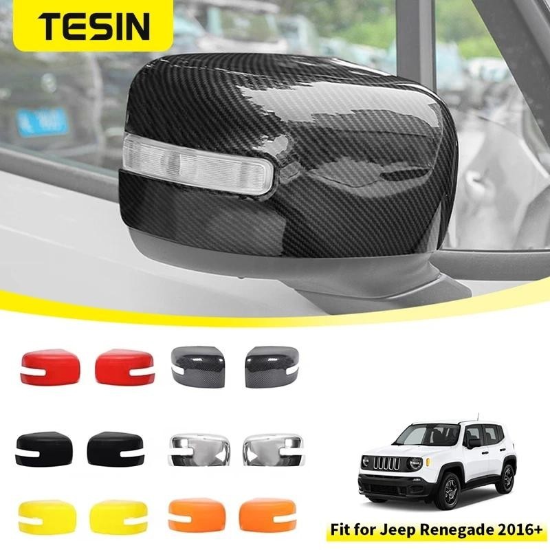 TESIN Espelho Retrovisor Do Carro Decoração Capa Para Jeep Renegade 2016-2022 2023 Exterior Guarnição Adesivos Acessório