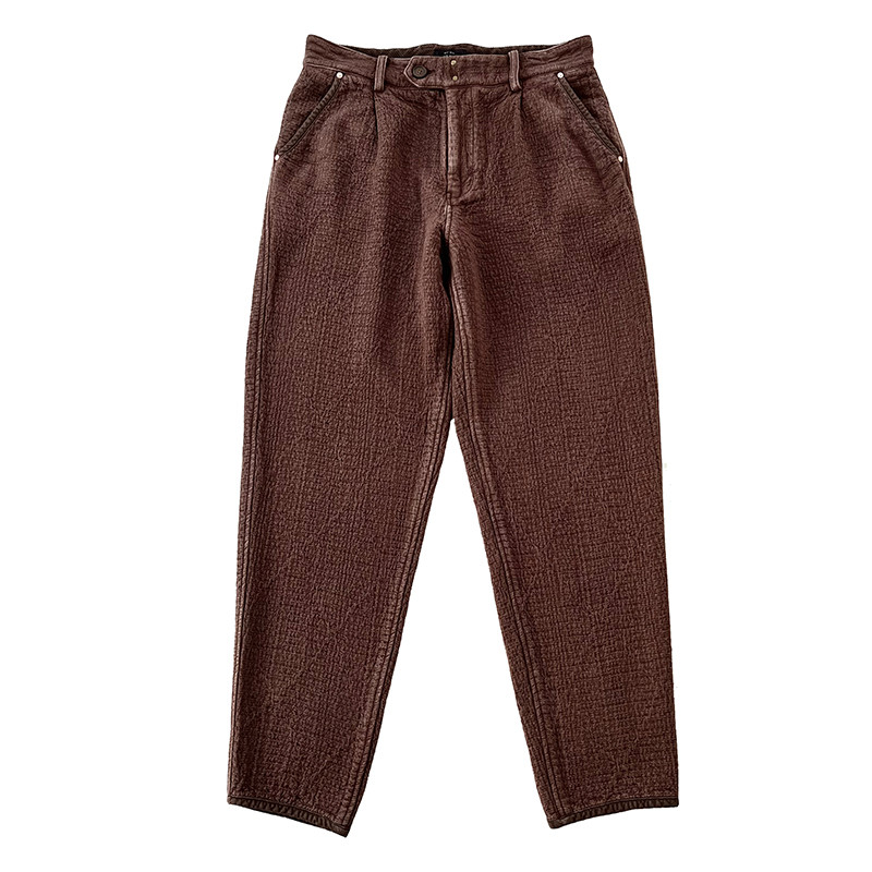 Sili tecido Sashiko versão solta calças casuais calças magras cáqui Retro tingido novo produto não-porterclassi