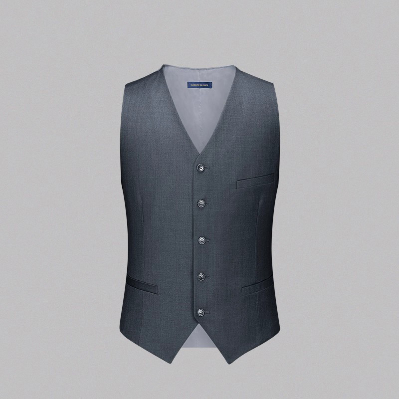 [Aojia] Colete masculino de lã cinza, terno de três peças, Slim fit, negócios, Casual, colete masculino