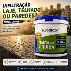 Manta Líquida 18Kg 12KG ou 10KG Emborrachada Flexível Contra Infiltração Eurodecor