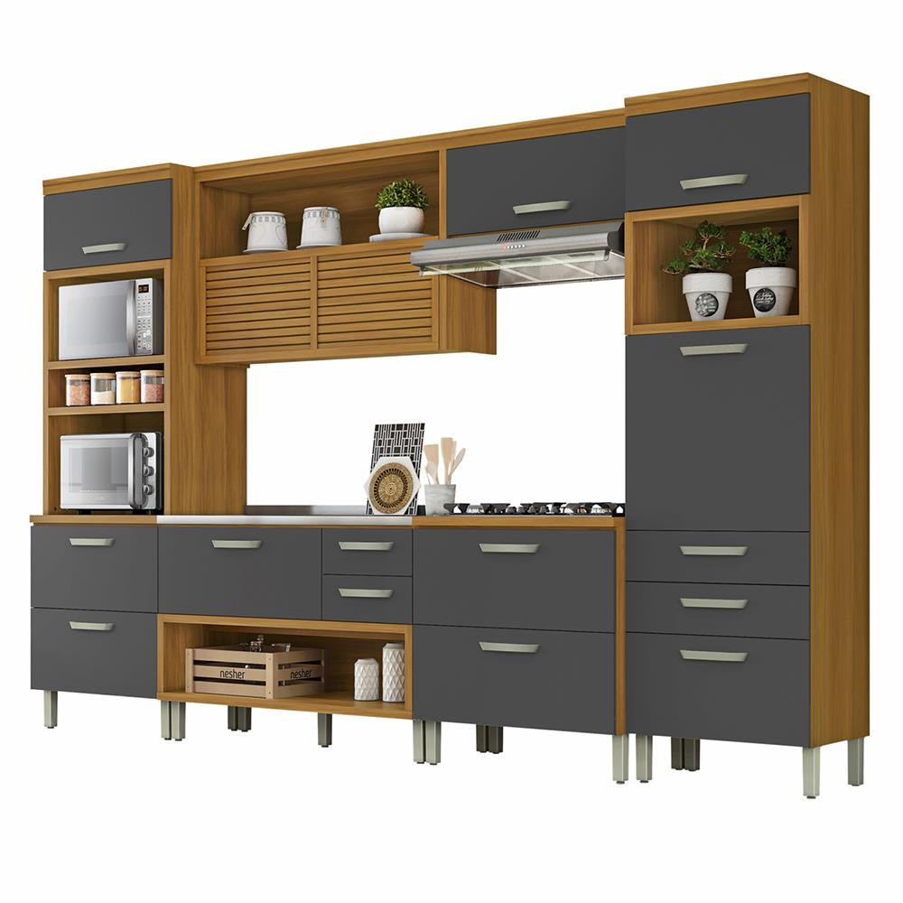 Cozinha Completa em MDF Princesa com 8 Portas 7 Gavetas Nesher