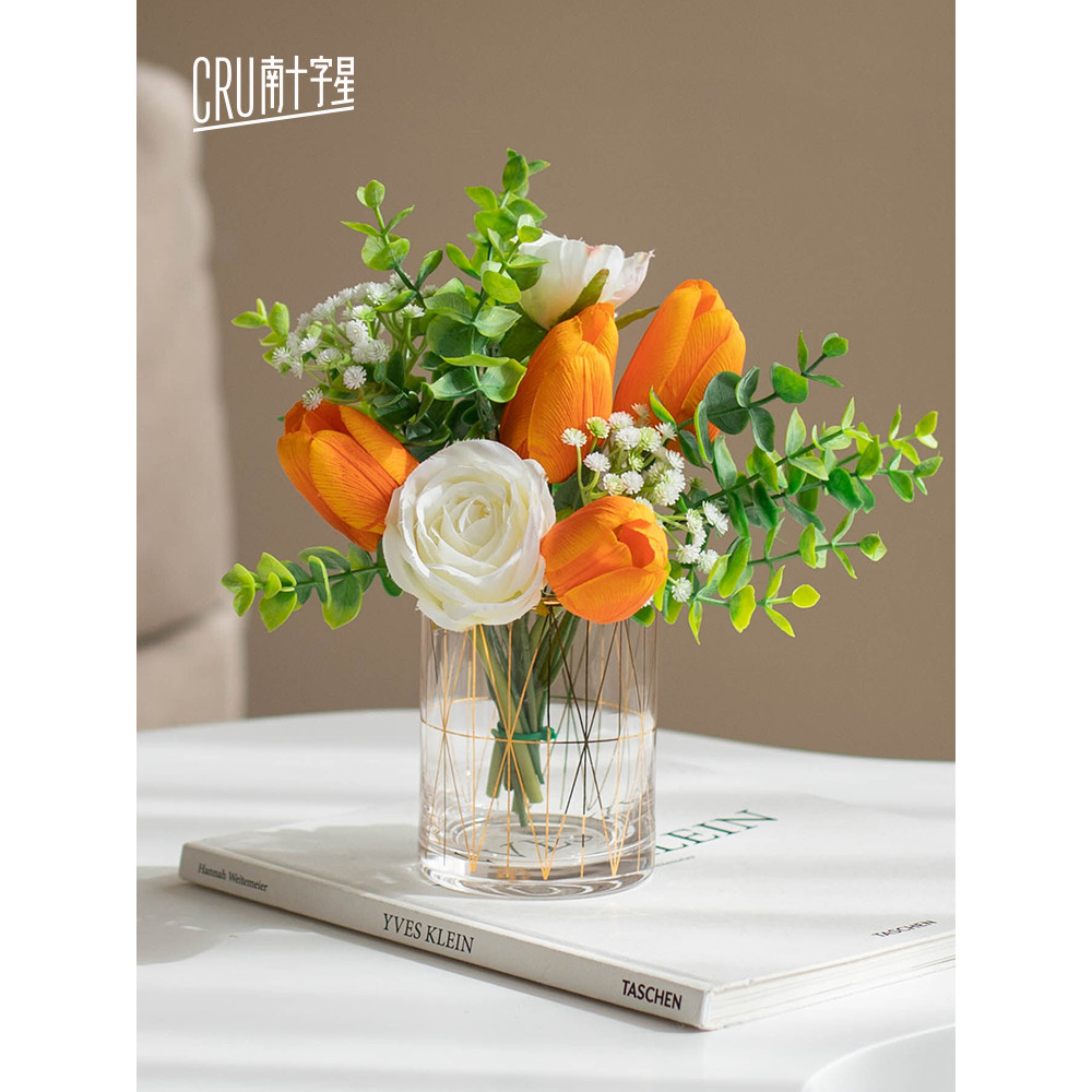 Luz de luxo tulipa simulação decoração Floral sala estar decoração mesa café quarto decoração buquê flores secas