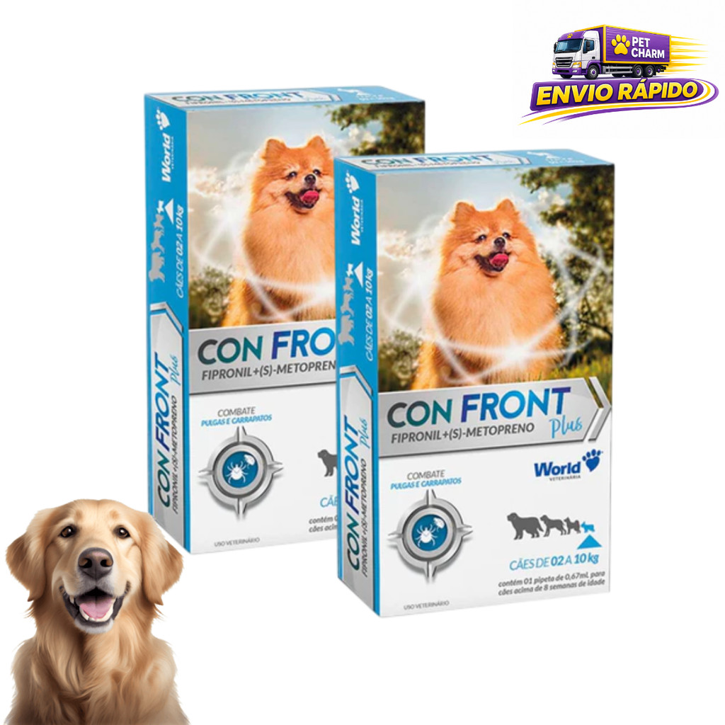 Kit 2 ConFront Plus 0,67ml Cães 2 a 10kg AntiPulgas e Carrapatos