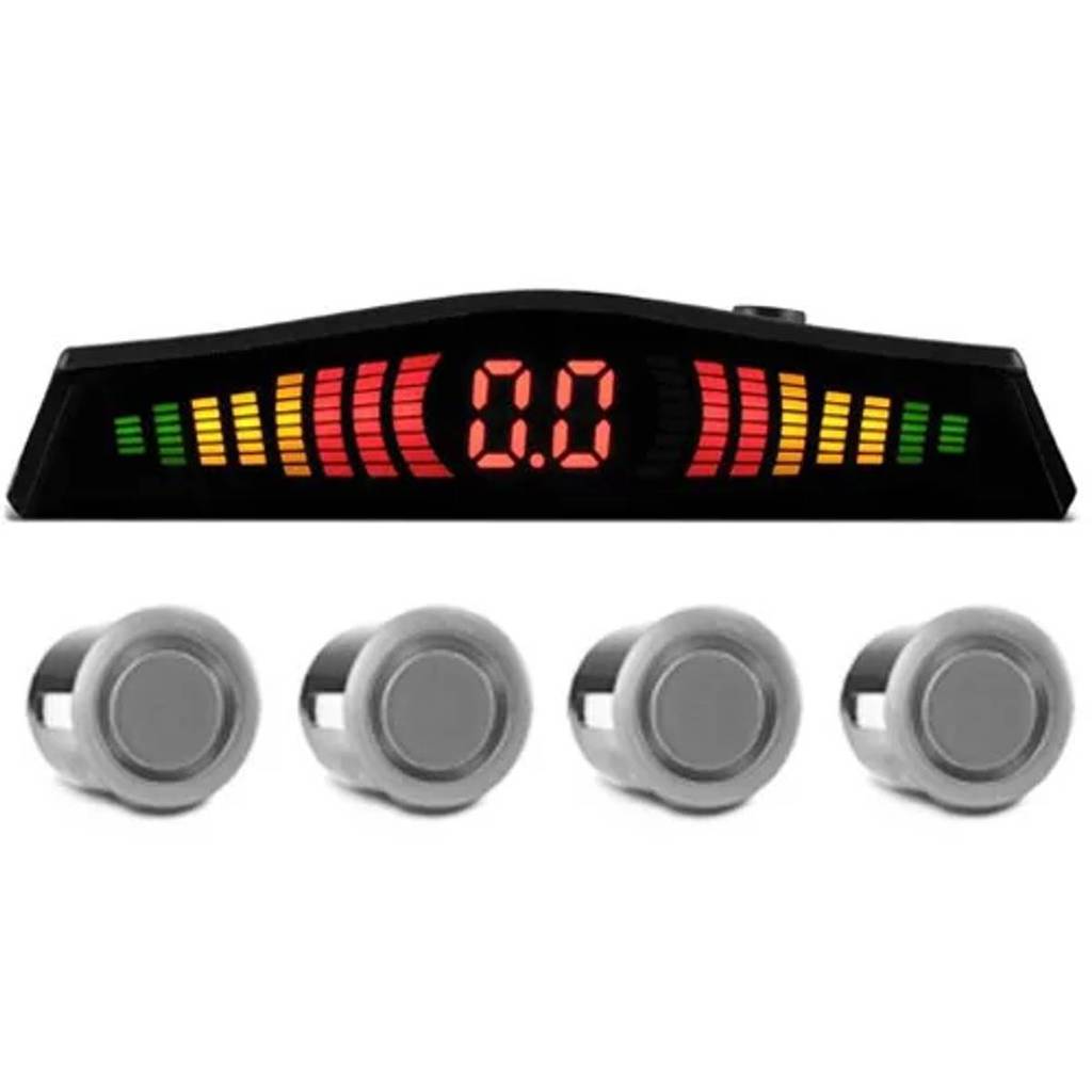 Sensor de Estacionamento Cinoy 4 Pontos Prata Display LED 12V