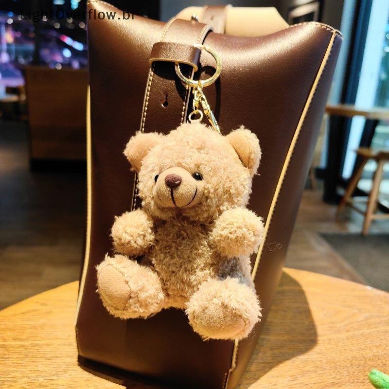 Chaveiro De Pelúcia De Desenho Animado De Urso , Boneca Sentada Encaracolada , Mini Brinquedo Para Menina , Bolsa Escola
