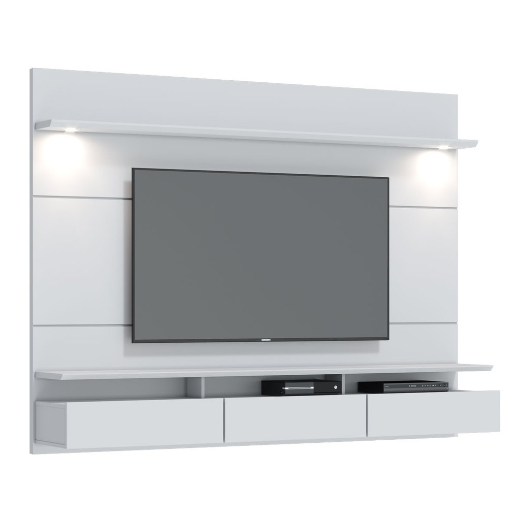 Home Suspenso Decore para Sala TV 52 Polegadas 3 Gavetas LED Branco Acetinado - Imcal Móveis