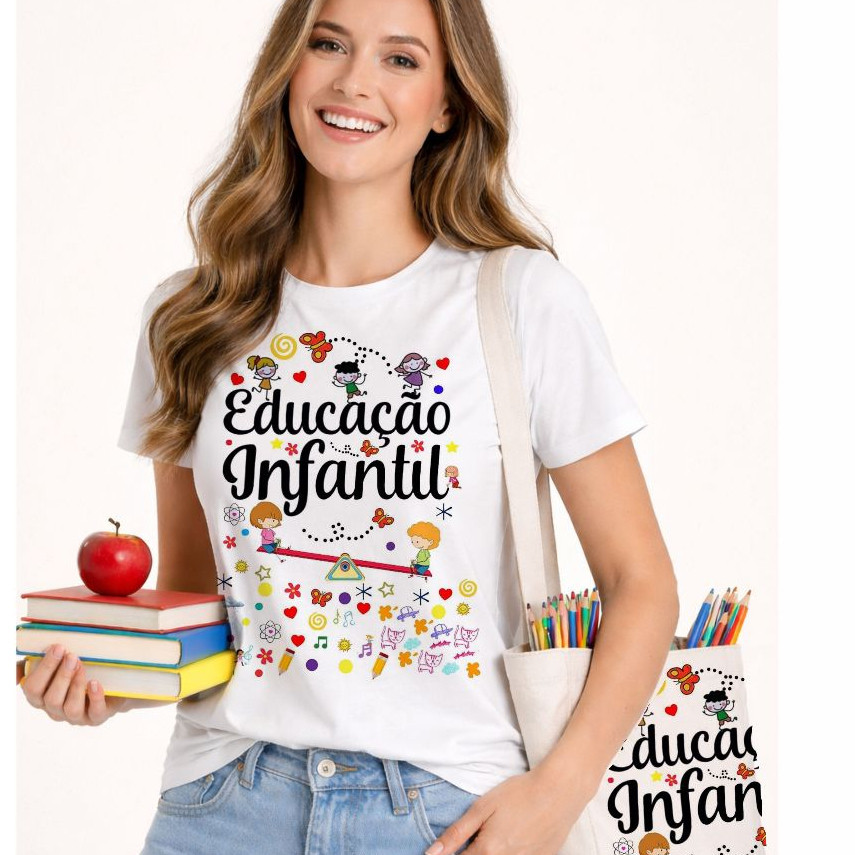 Camiseta blusa feminina professora pedagogia educação infantil escola volta as aulas