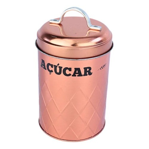 Lata Porta Mantimento - Café Ou Açúcar - Cor: Cobre Rose Caf Açúcar - Cobre