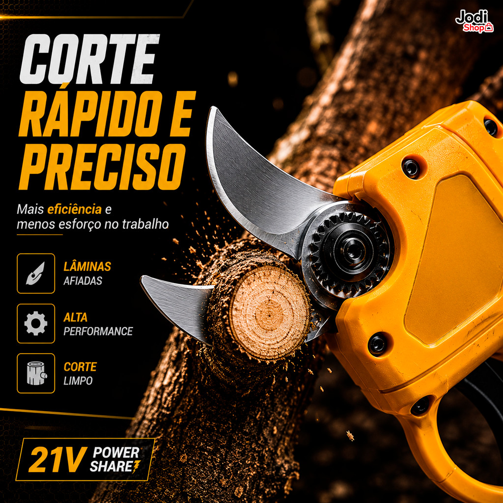 Tesoura de Poda Elétrica para Galhos Jardim Pomar e Chácara