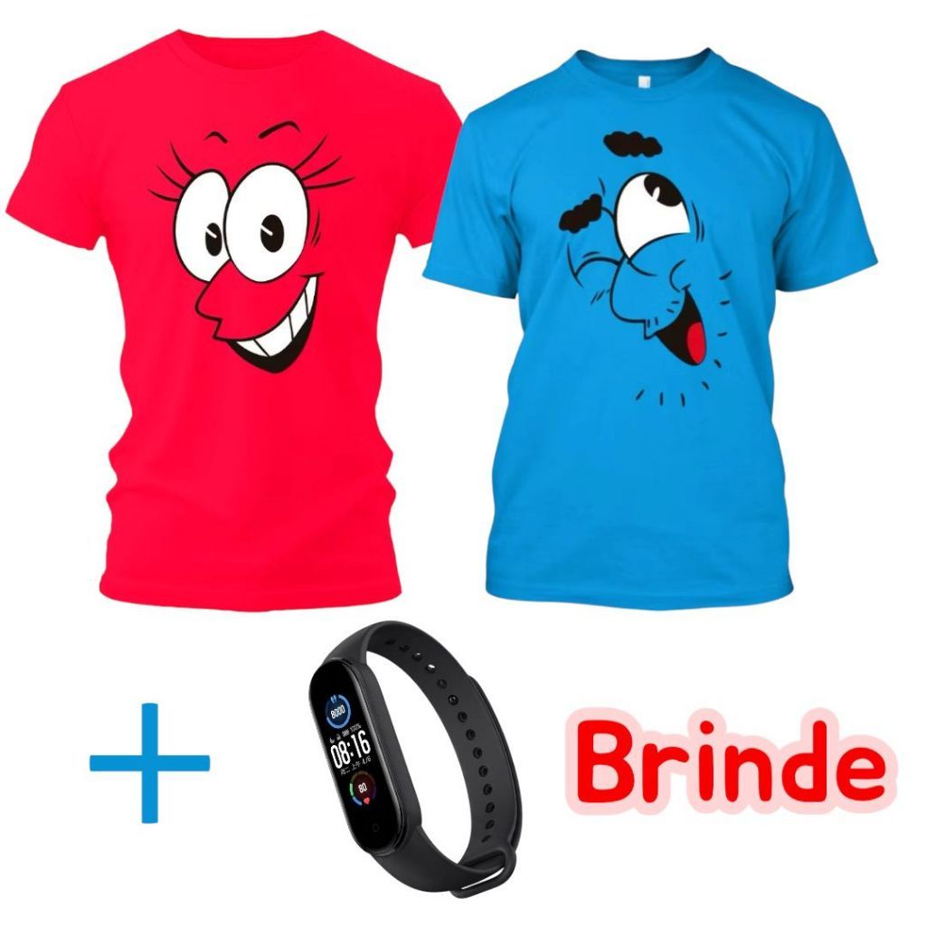 Kit 2 Camisetas Gabriel e Shirley + Brinde Relogio Digital Blusa Camisa 100% Algodão youtuber juvenil infantil blusa