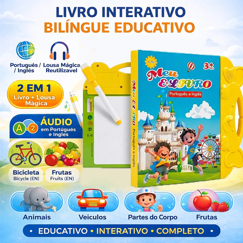 Livro Interativo Infantil Bilíngue Português e Inglês com Som — foto 2