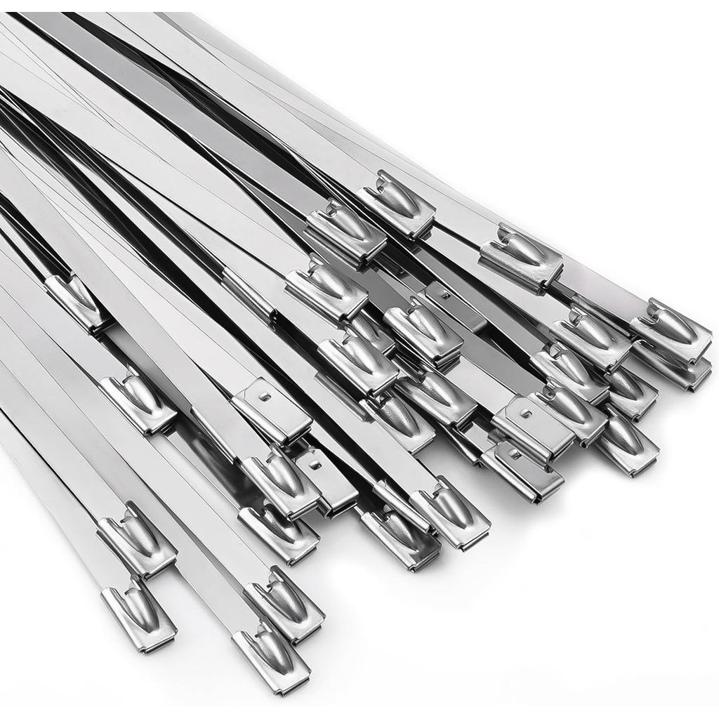 Abraçadeiras de Metal 11,8 polegadas 100 peças Aço Inoxidável 304 Resistente Multiuso Auto-travante Adequadas para máqui