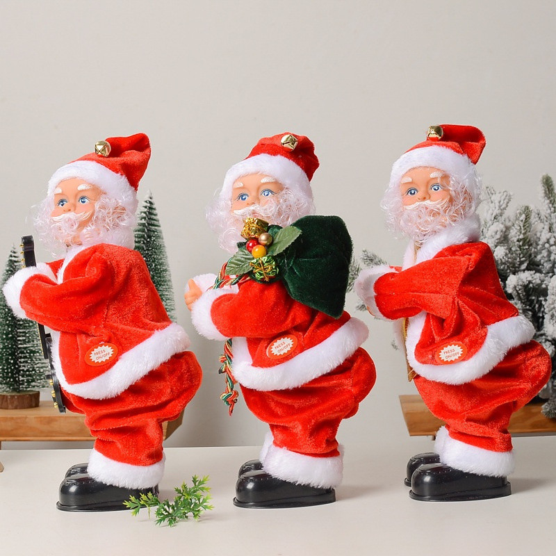 Brinquedo de Pelúcia Elétrico Papai Noel Decoração de Natal Boneca de Pelúcia Elétrica Papai Noel Cantando e Dançando co