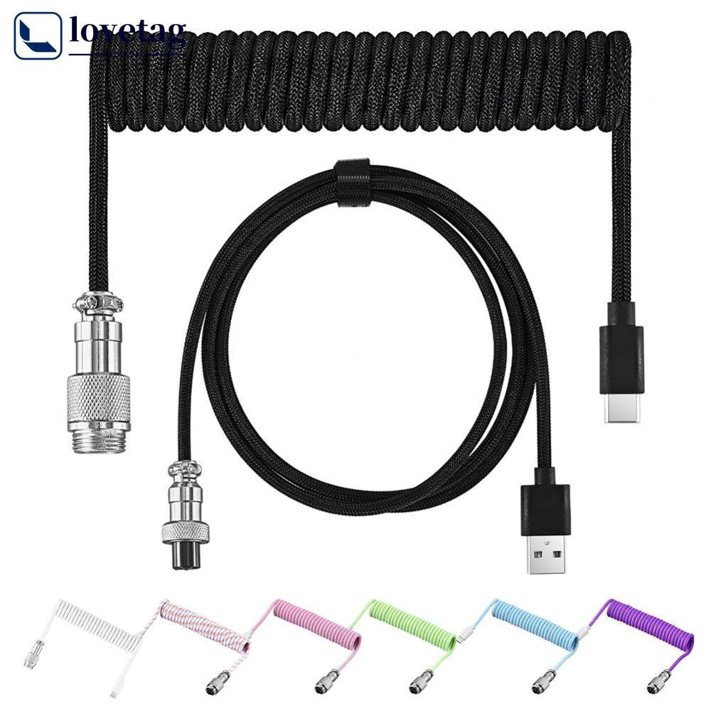 LOVETAG USB A Tipo C Para Teclado Mecânico De Jogos Fio De Manga Dupla Com Cabo De Alimentação Enrolado Aviador Destacáv