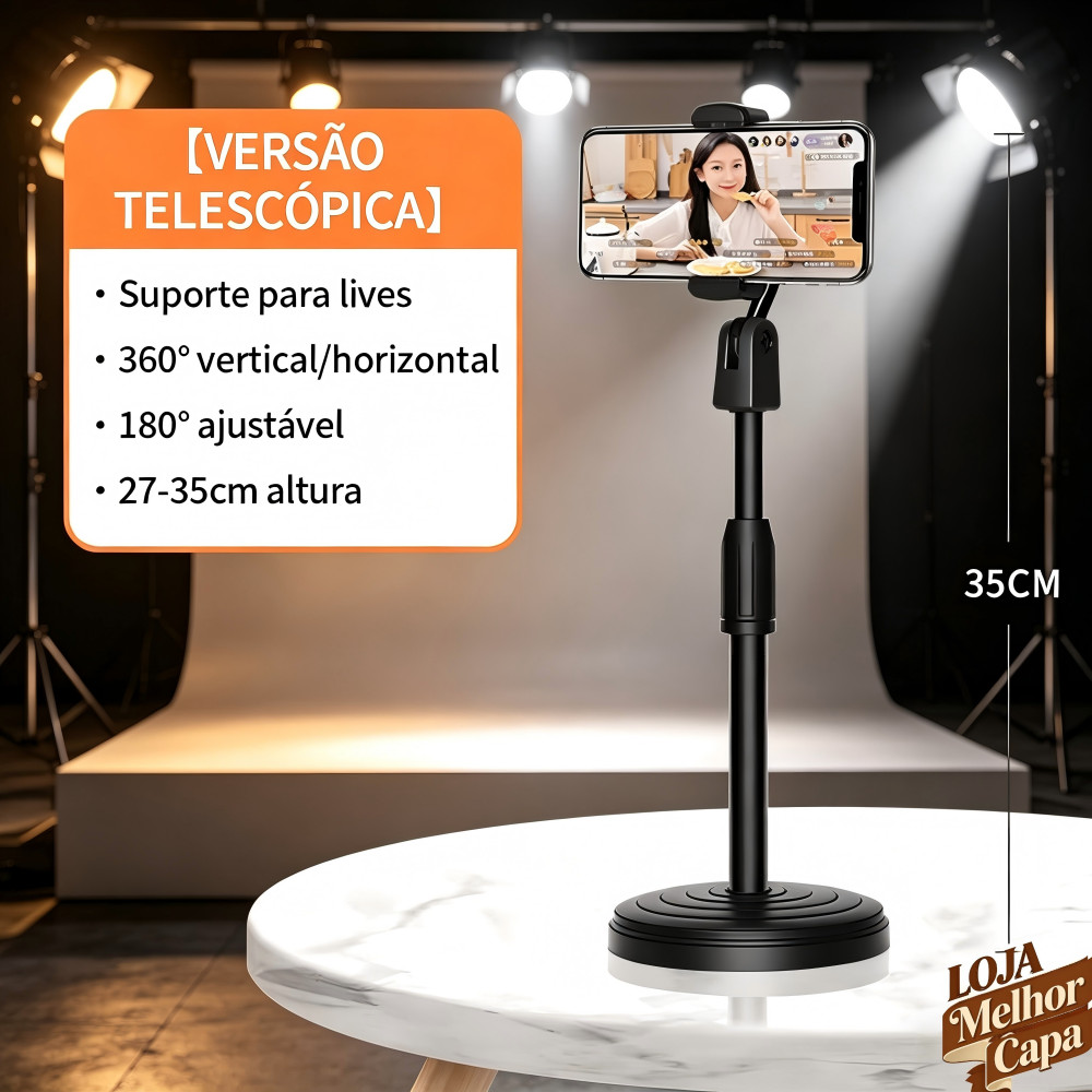 【Para Lives】Suporte 360° Live Ferramenta Transmissão ao vivo De Celular Tripé Mesa Ideal Para Gravação Vídeos Ajustável