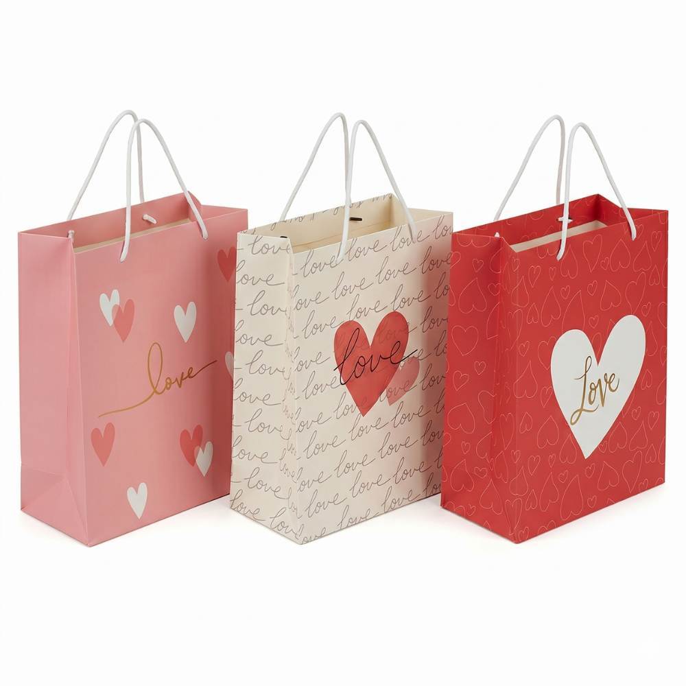 Sacola de Presente Decorada Grande com Alça - 32x26x12cm
