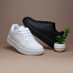 Tênis Casual Masculino Esportivo Confortável Preto Branco - Promoção