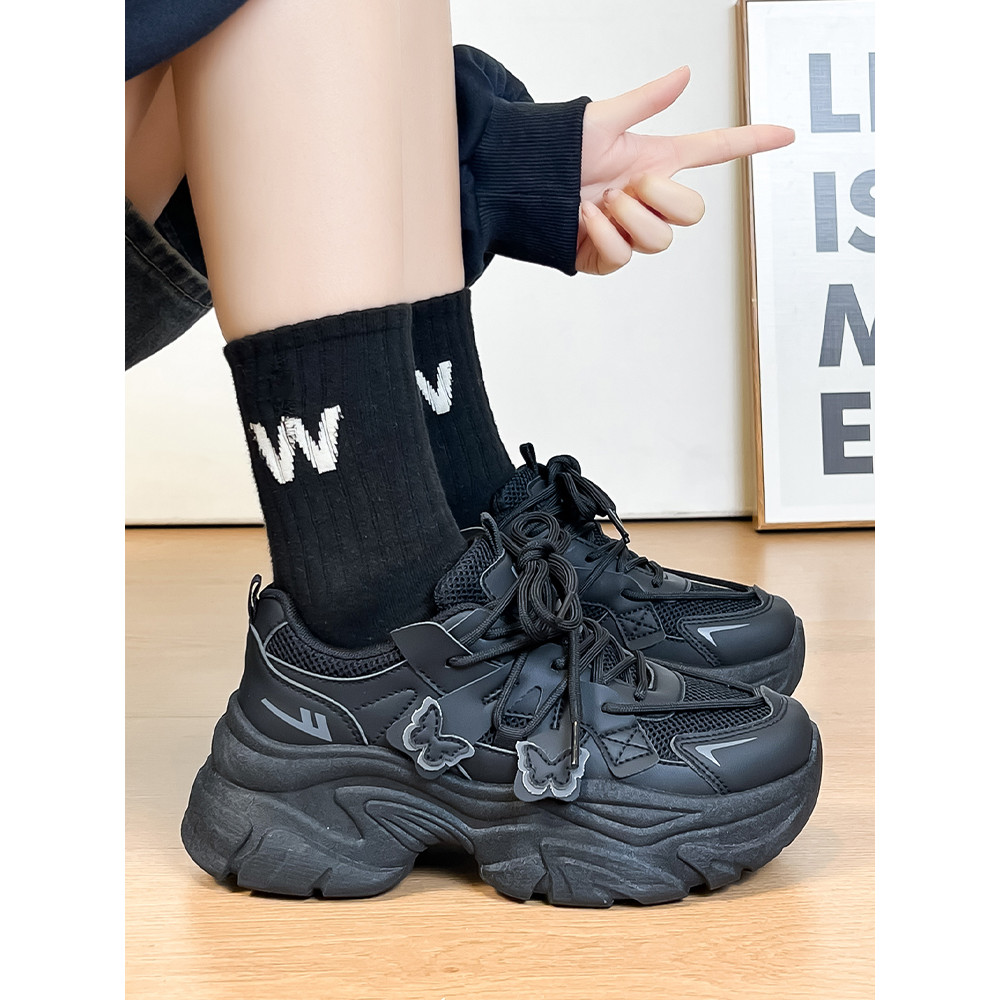 Puxar para trás gigante bonito papai sapatos femininos 2026 verão novo estilo Popular deste ano mais vendido preto tênis