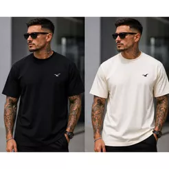 Kit 2 Camisetas Masculina Básica Premium Minimalista Lisa Algodão Conforto Top Casual Lançamento