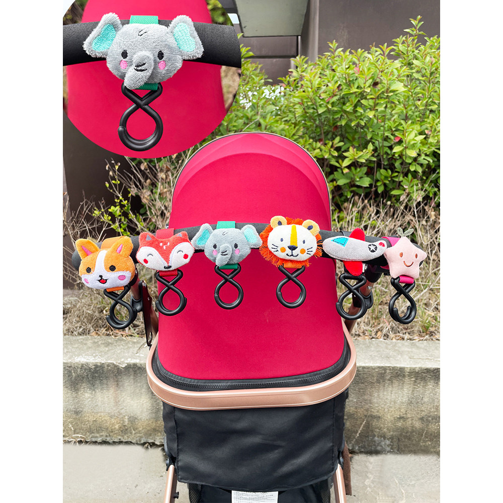 Gancho de Velcro para carrinho de bebê, desenho animado, acessórios para carrinho de bebê, guarda-chuva, carro elétrico