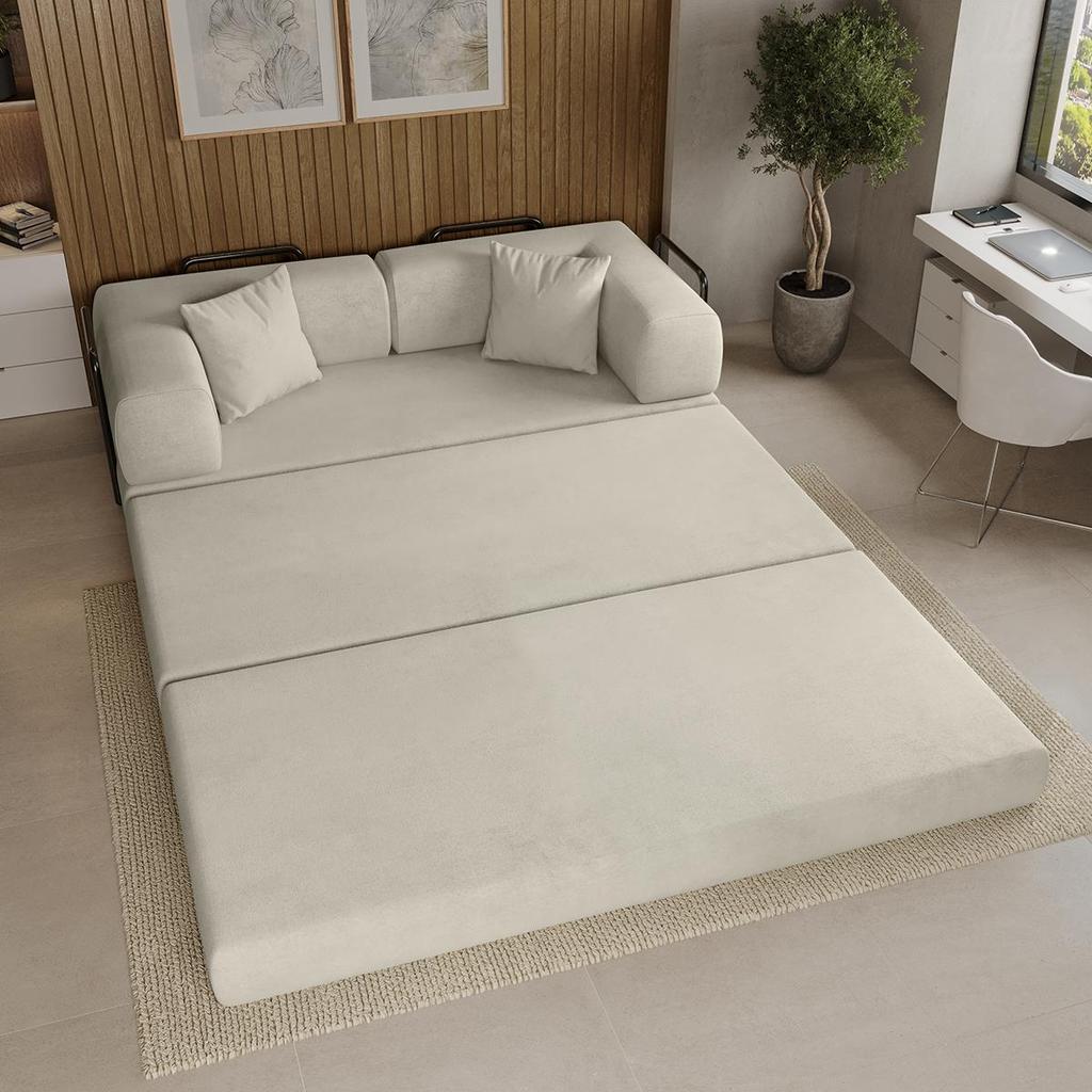 Sofá Cama Colchão 3 em 1 Puff Dobrável Confortável - Balaqui