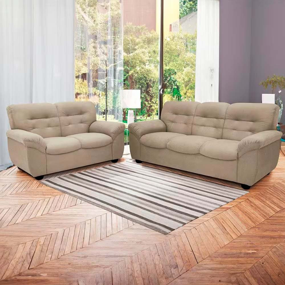 Sof de 3 e 2 Lugares Stillus II com 154 cm e 204 de Larguras e Revestidos em Tecido Suede Linoforte