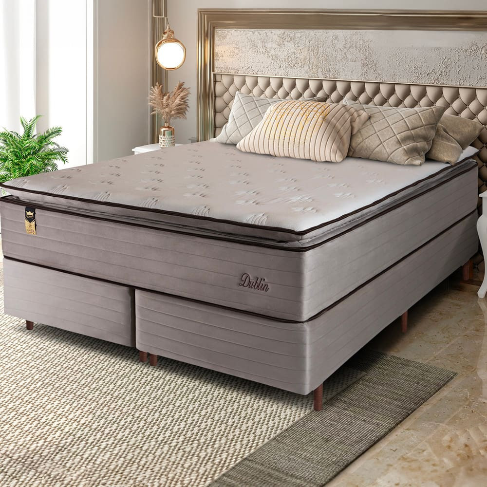 Cama Box Bipartida Queen Size Molas Ensacadas Espuma D33 73cm Hellen Dublin
