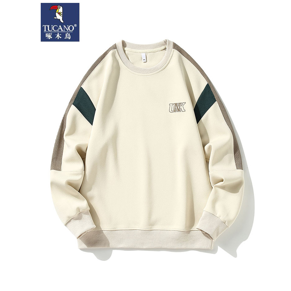 Woodpecker outono moletom masculino sem capuz manga comprida camiseta masculina primavera outono na moda bordado t @