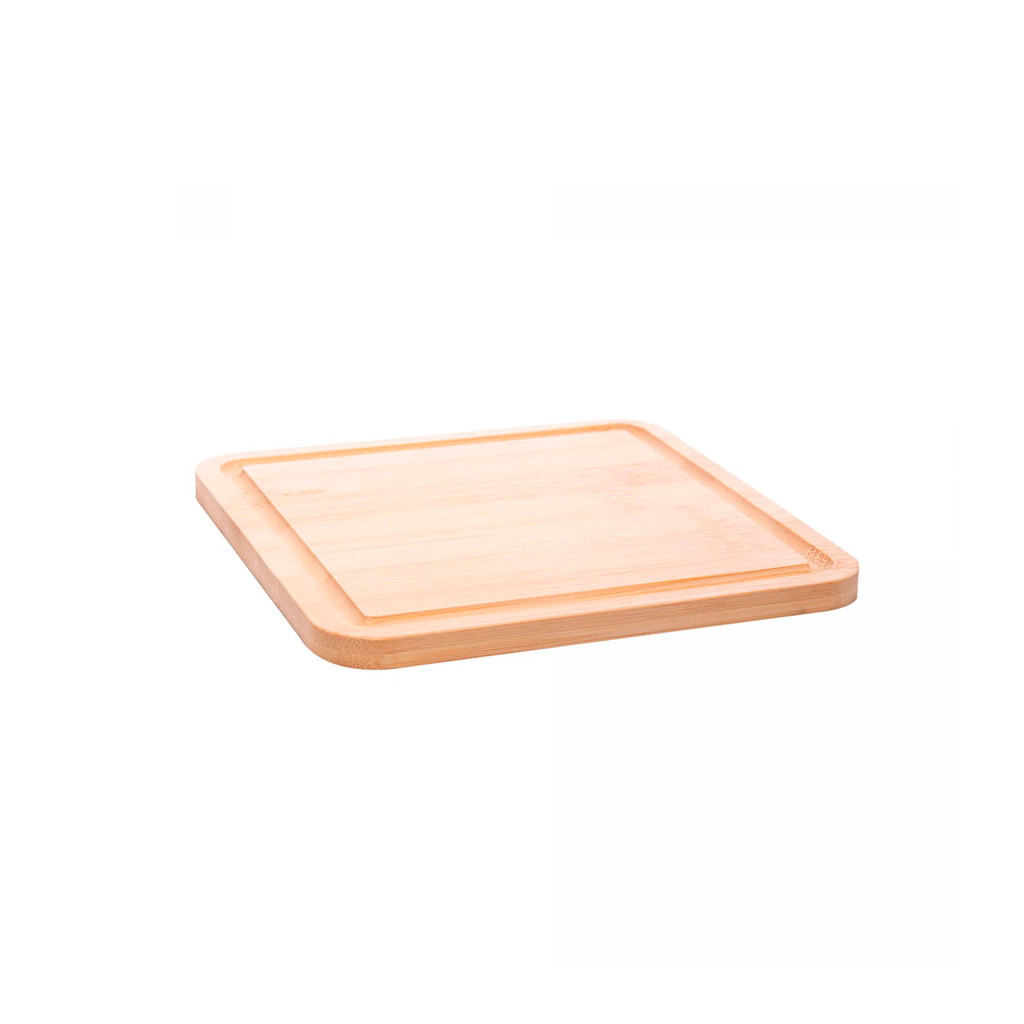 Tábua de Corte Square em Bambu 17x17cm P/ Servir Carnes Aperitivos ou Petiscos Lyor