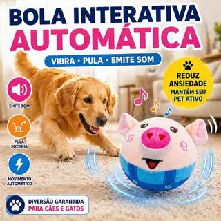 Bola Interativa para Cães com Movimento Automático Vibra e Pula Brinquedo Pet Pelúcia Res…
