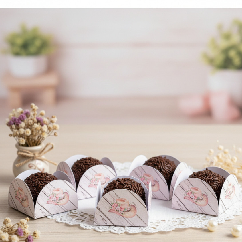 100 Forminhas Brigadeiro Docinho 4 Pétalas Chapeu Rosa Para Festas Aniversários Doces Confeitaria Beijinho Boiadeira