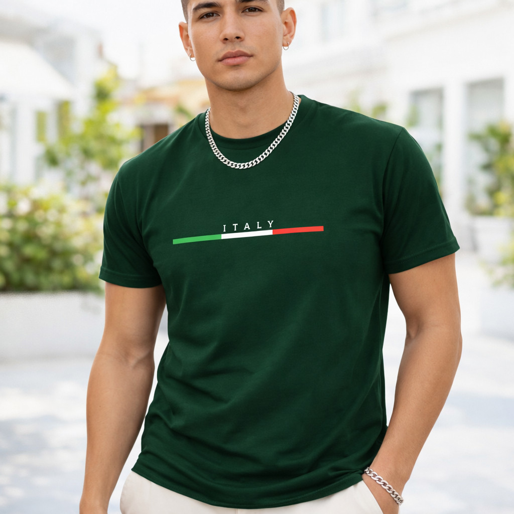 Camiseta Masculina Estampada Italy 100% Algodão Tecido 30.1 Camiseta Camisa Masculina Streetwear