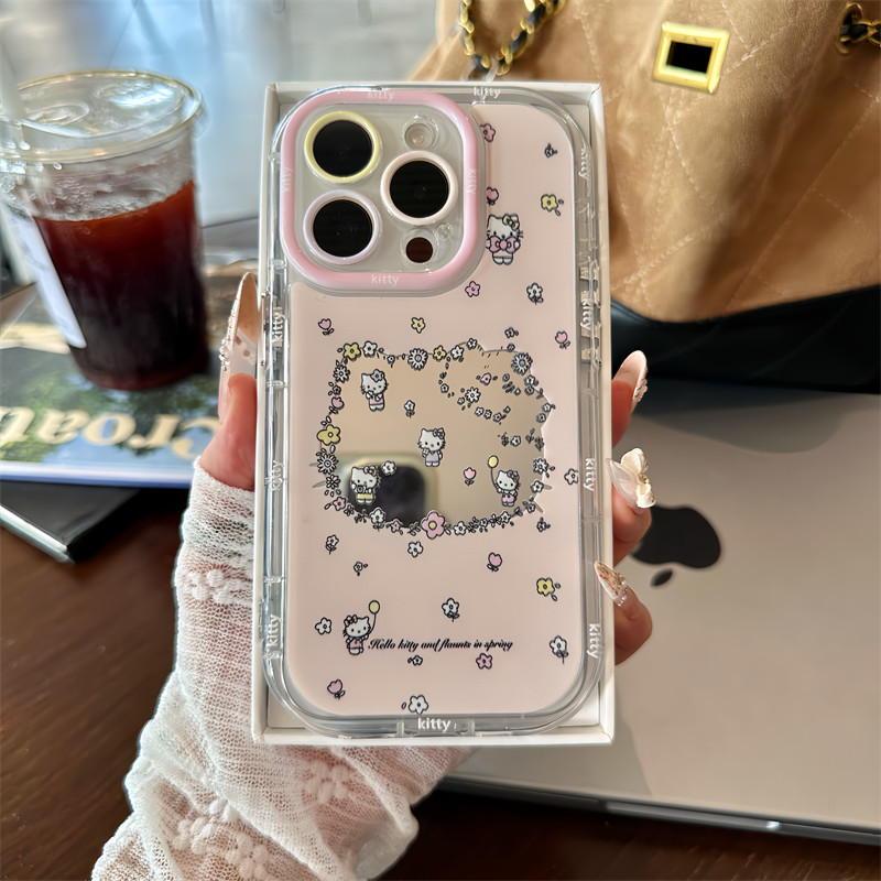 Capa de celular com espelho Hello Kitty Aplicável a SAMSUNG A03 A05S A06 A07 A12 A14 A15 A16 A17 A24 A25 A32 A34 A35 A36