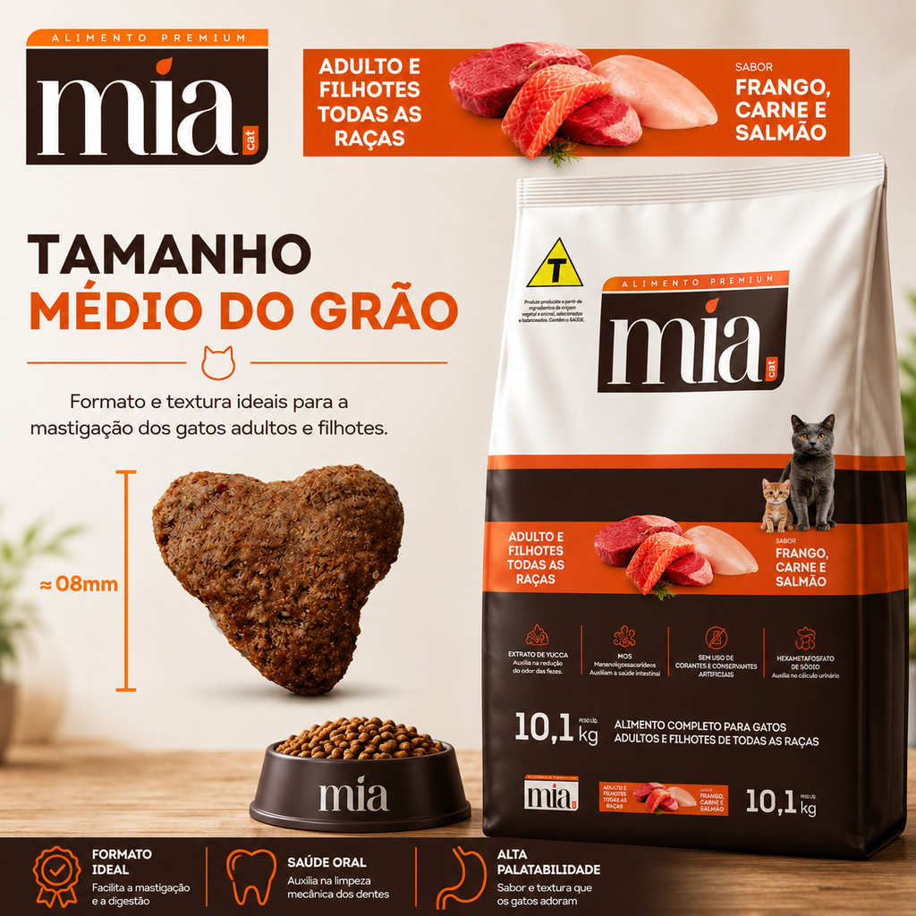 Ração Mia Cat Premium Filhote e Adulto 10kg