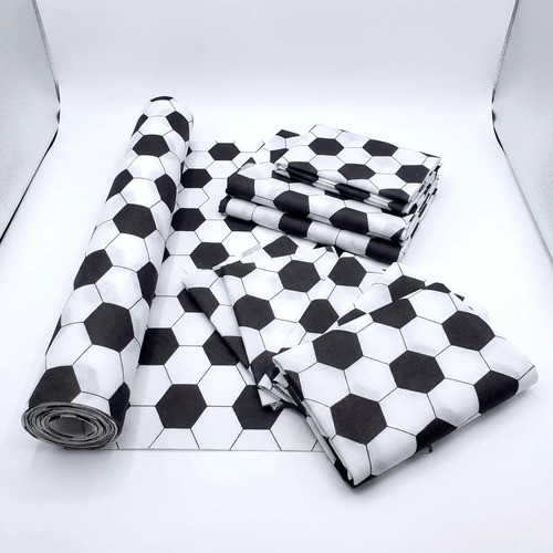 Tecido TNT Preto E Branco Bola Futebol 1.4x2 Metros Festa e Decoração
