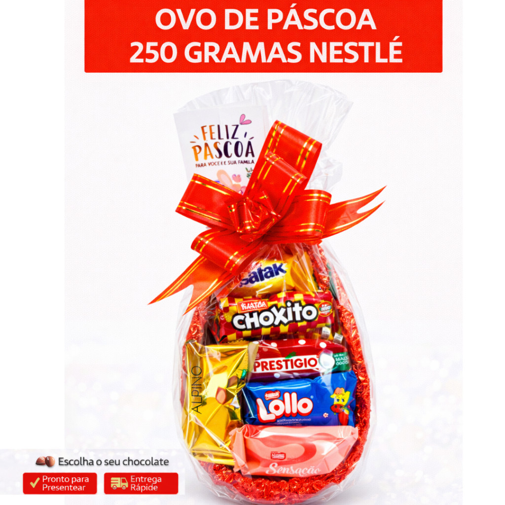 vo de Páscoa Nestlé  250g Recheado com Bombons | Pronto para Presentear - Enviado em Caixa Isopor