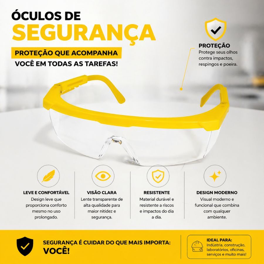 Oculos Startools Amarelo De Proteção Epi Segurança Visao Tatic