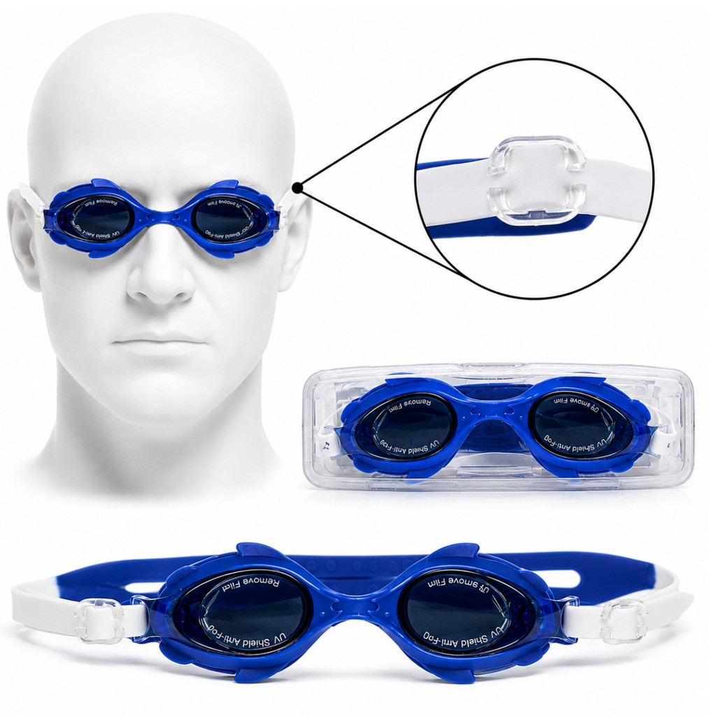 Óculos Silicone de Natação Classico Infantil Azul CBY0097 Castela