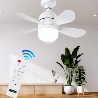 Ventilador Teto Lâmpada 80w Led E27 Ajustável Bivolt 5 pás Vento Forte Silencioso Ventilador com Luz 3 cores