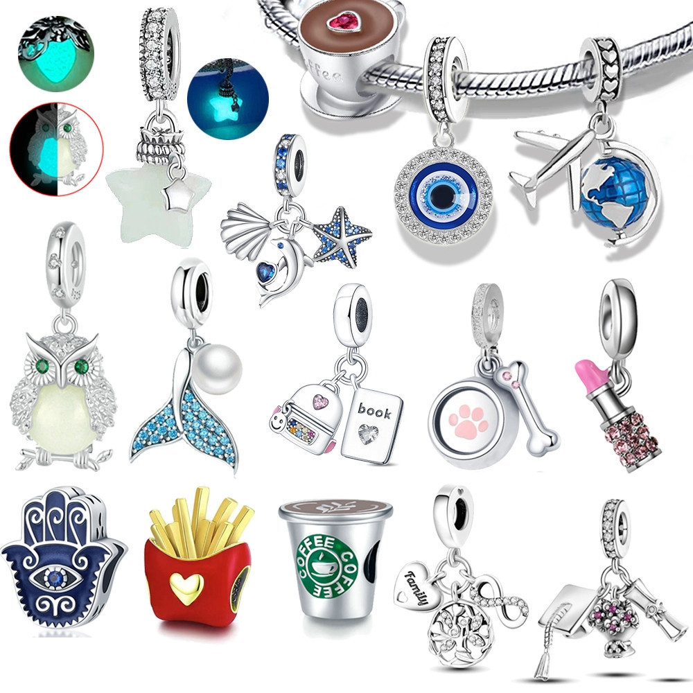 [MAIS VENDIDO] 925 Prata Bloqueio Berloque Pingente Encantos Amuletos Balançar Se Encaixa Pulseira DIY