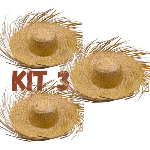 Kit 3 Chapéu De Palha Festa Junina Unissex Infantil E Adulto Festas tipicas Julina São João Quadrilhas caipira da roça