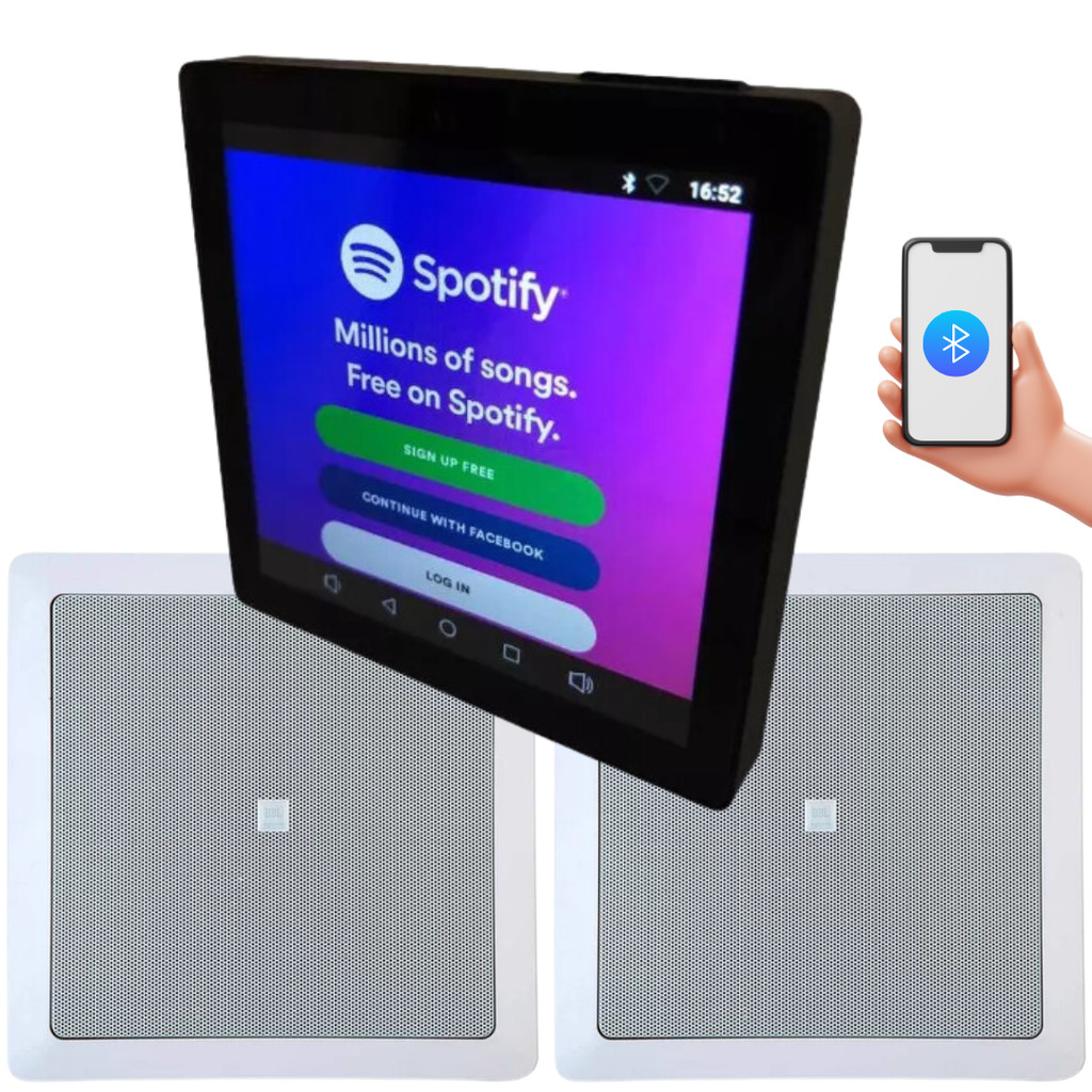Kit Amplificador Parede Som Painel Tuya + 2 Caixas Jbl 6fr1q