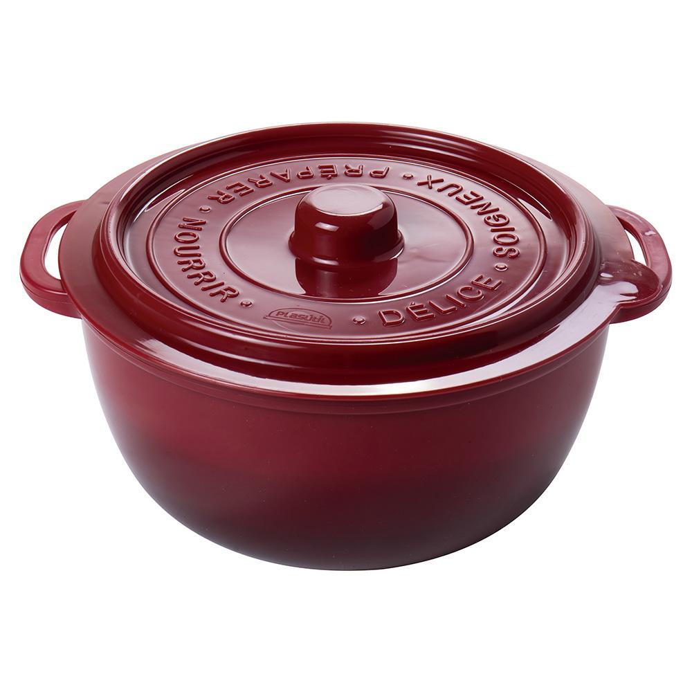 Pote Panelinha Hermético Supreme Vermelho 950 ml Mini Caçarola Ramekin Plástico Redondo Plasútil
