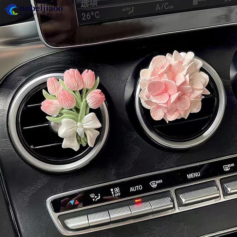 NOBELJIAOO Clipe De Perfume Para Carro Flor Tulipa Saída De Ar Ambientador Difusor De Aroma De Pêssego Acessórios De Dec