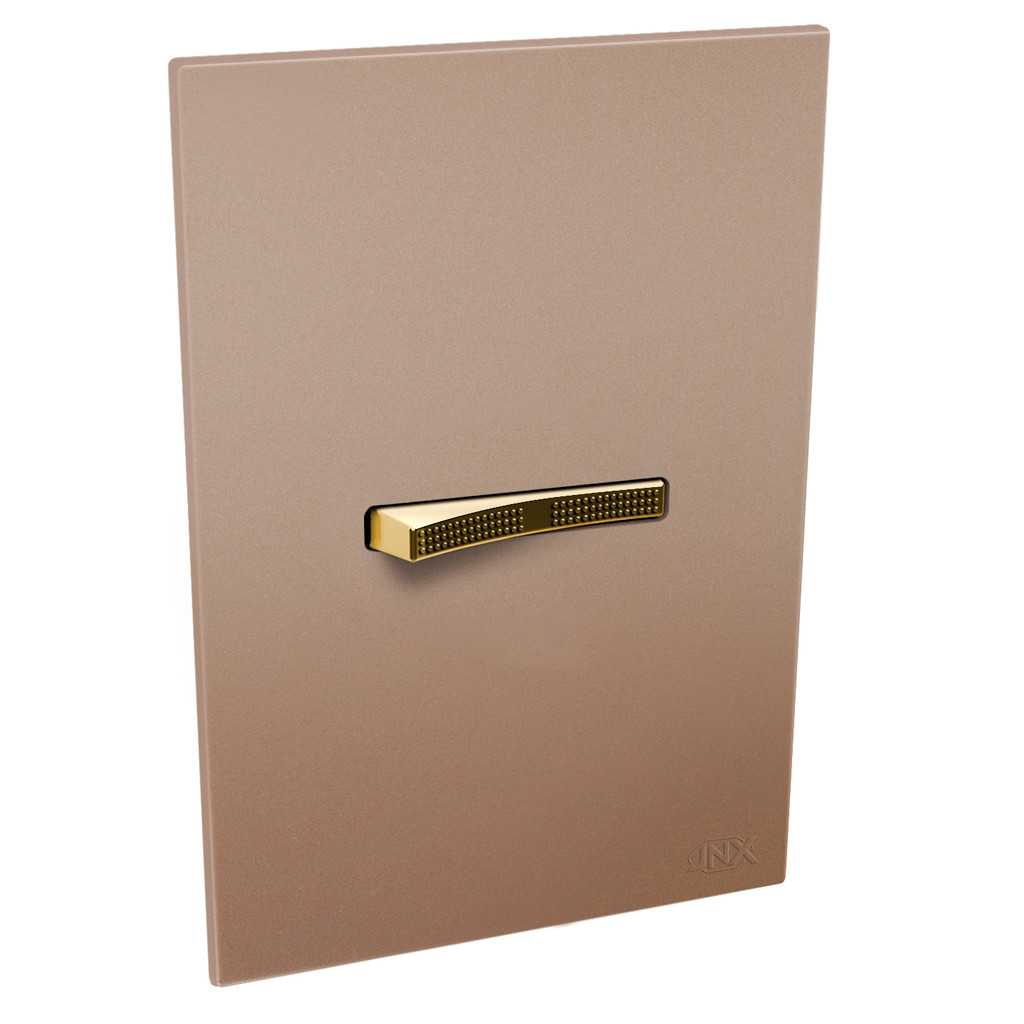 Conjunto 1 Interruptor Simples - JNX Clivëa - Rosé e Dourado CLRSD01