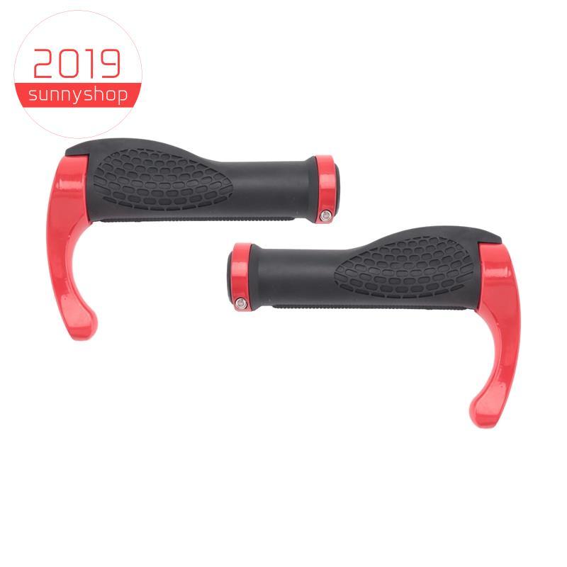 [Bestseller S] Mountain Bike Ciclismo Lock-On Guiador Barra De Mão Conjunto De Apertos De Extremidade-Vermelho