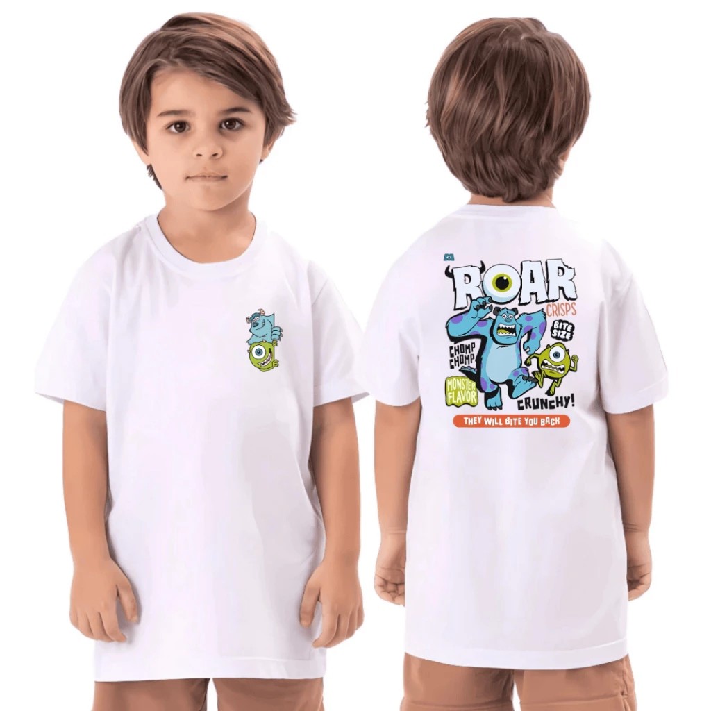 Camiseta Infantil Estampada Monstros S.A Divertida Menino Menina 100% Algodão Confortável Dia a Dia Estilosa Escolar