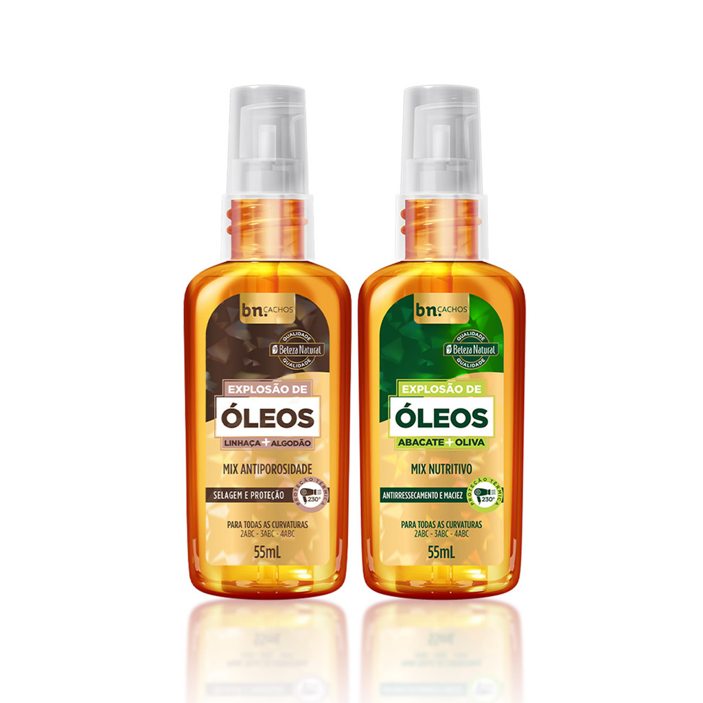Kit Óleos Explosão Linhaça e Algodão + Abacate e Oliva bn.Cachos
